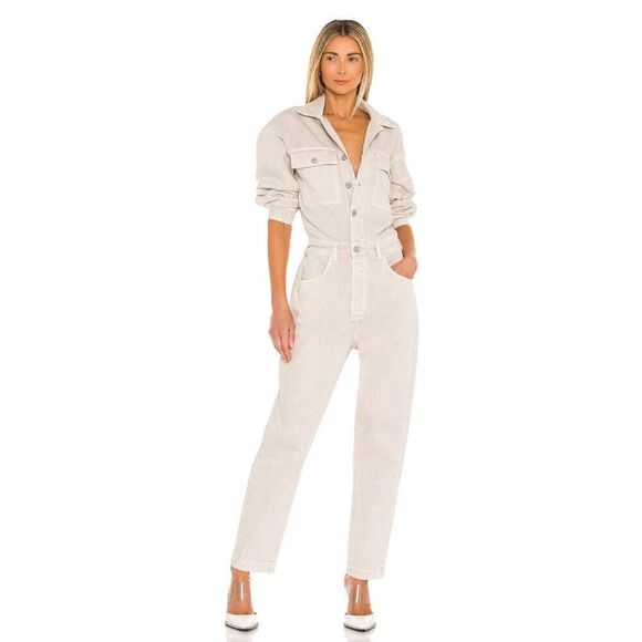 Citizens of Humanity Liu Denim Straight-Leg Jumpsuit Size XS Khaki Coveralls - Picture 1 of 12
